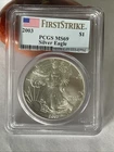 2003 FRIST STRIKE ONE DOLLAR .9999 PURE SILVER AMERICAN EAGLE MS 69 PCGS