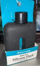 Drinkmate Non Slip FLASK WITH Black SILICONE CASE 3.4 Oz