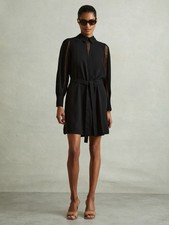 Reiss Black Reema Black Lace Insert Mini Dress Size UK 8 £188.00