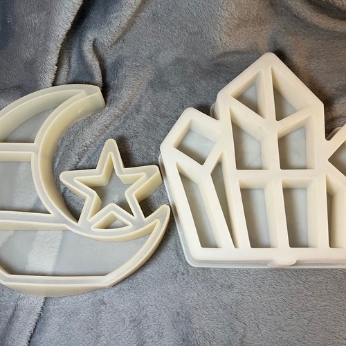 Large Moon Star & Crystal Cluster Silicone Resin Molds Set Celestial DIY Decor