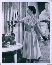 1950 Photo Model Lights Candles In Crisp Evening Dress, Black Gloves Fashion 7X9