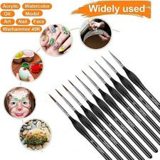 Premium Paint Brushes Set of 10 Miniature Extra Fine Detail Model Craft Nail Art