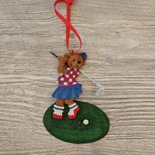 Kurt S. Adler Holly Bearies - Female Bear Golfer Ornament