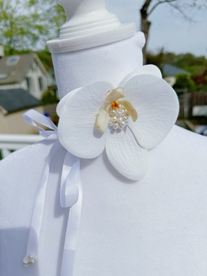 Handmade Orchid Choker with freshwater Pearls