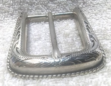 Silver Western Cowboy Fine Detail Engraved Replacement Belt Buckle Great Vintage