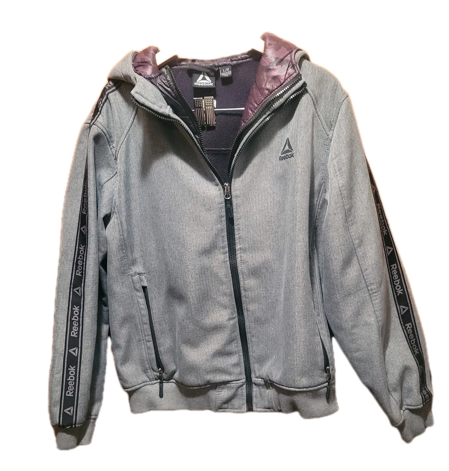 Reebok Sky Box Gray Full Zip Soft Shell Jacket Size L