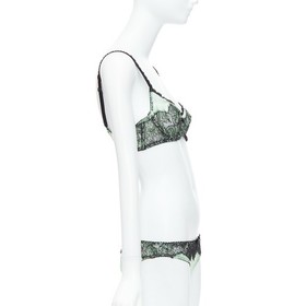 AGENT PROVOCATEUR mint green lace black bow bra panty set FR90C