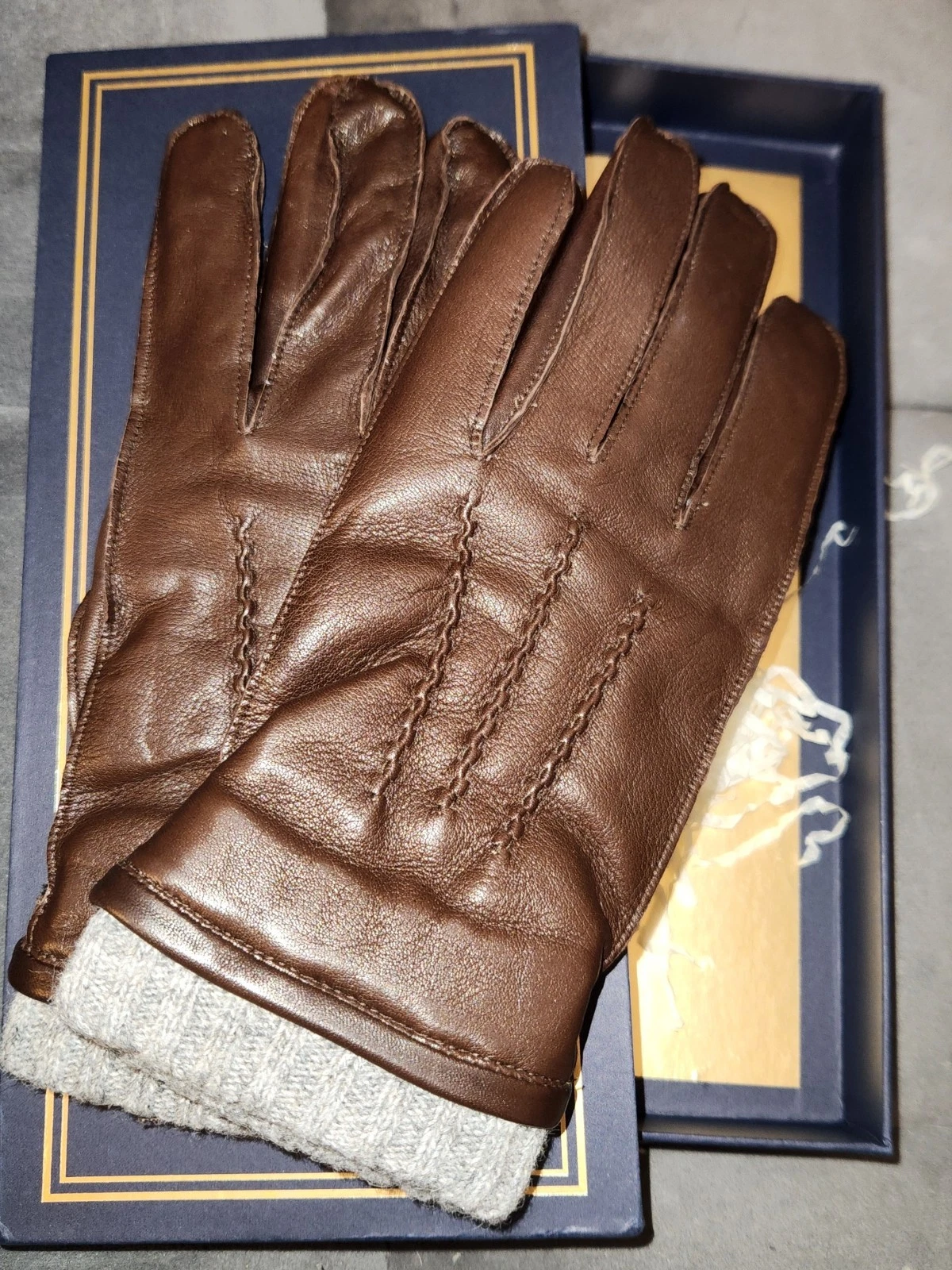 YISEVEN Leather Gloves Mocha Men's Size 8.5