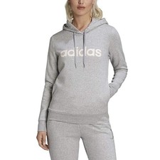adidas Essentials Linear Hoodie WMNS S Gray/Pink Athleisure Pullover Sweatshirt