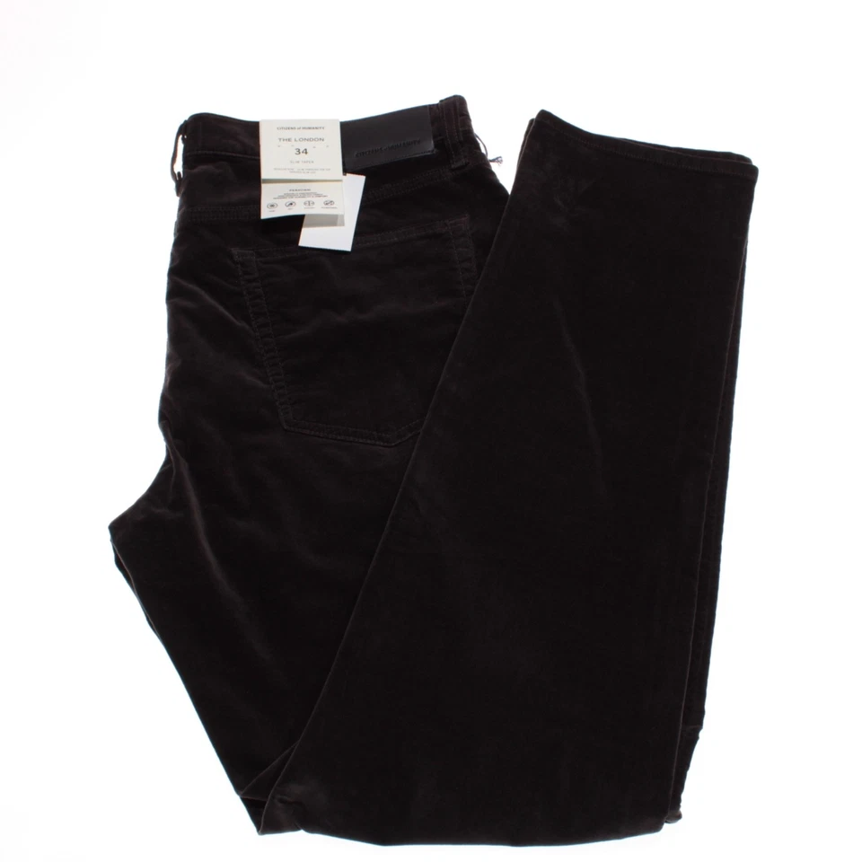 Citizens of Humanity NWT 5 Pocket Jean Cut Pants Size 34 In Solid Brown Cotton - Image 2 of 4