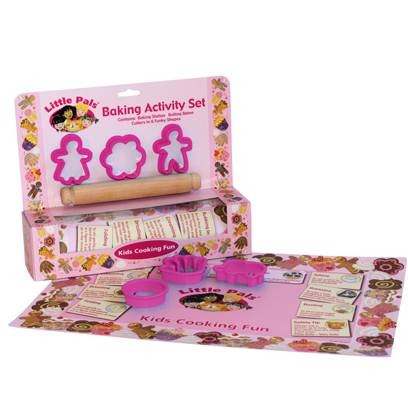 Children's Baking Activity Set - Pink 3+ Cookie cutters Rolling Pin Little Pals