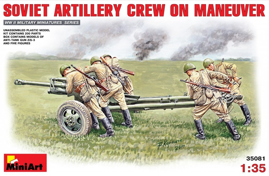 MiniArt 1/35 Scale - Soviet Artillery Crew On Maneuver Plastic Model Kit 35081