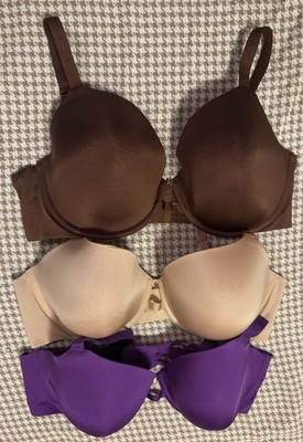 Savage X Fenty Lot 3 Bras 38DDD Lightly Lined Nude Brown Purple T-Shirt
