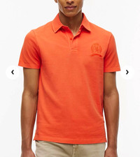 Tommy Hilfiger Men's Orange Solid Polo Shirt L Regular Fit