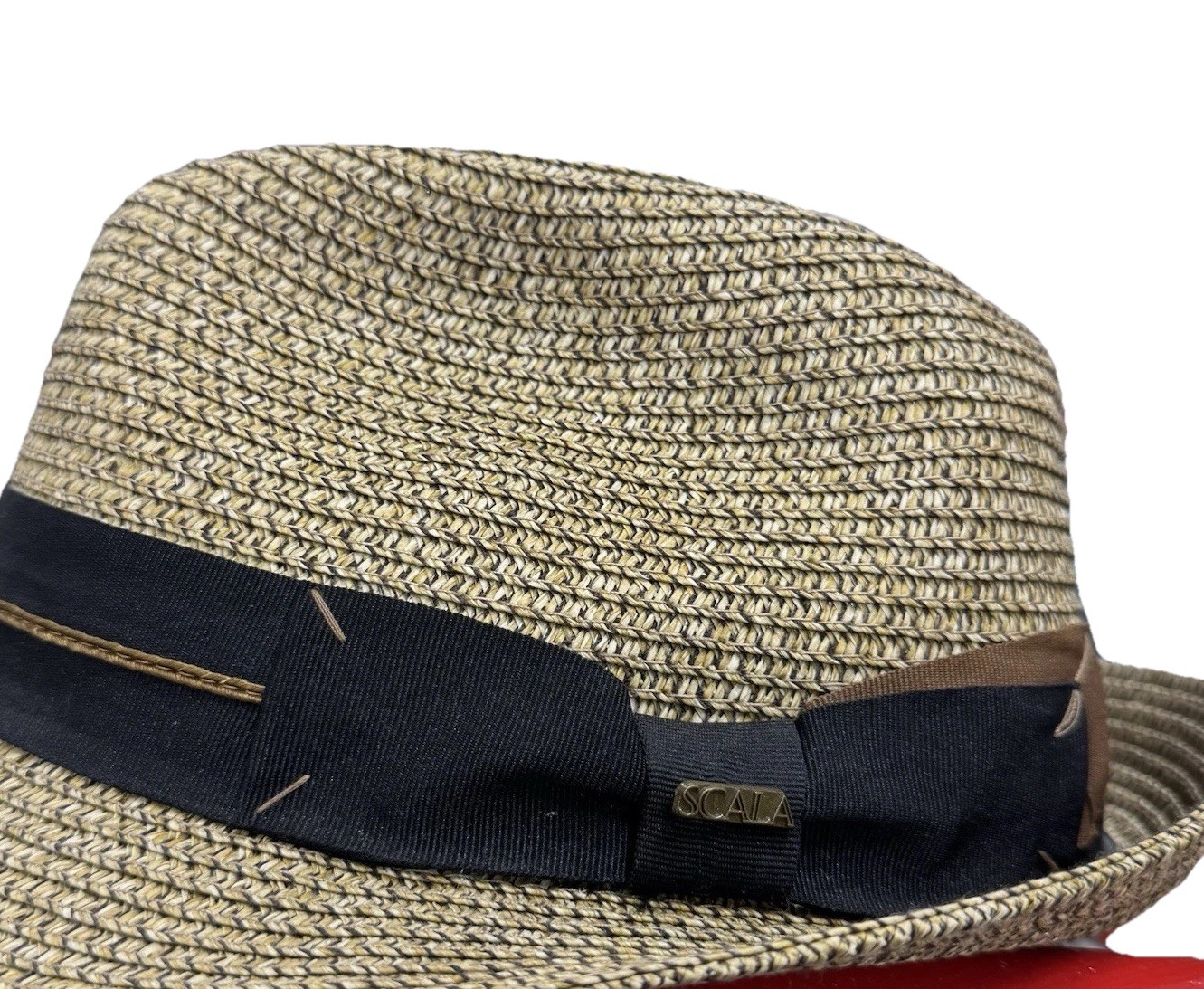 Fedora hat GENUINE SCALA CLASSIC Men’s STRAW SIZE L DORFMAN PACIFIC COMPANY VGC-image