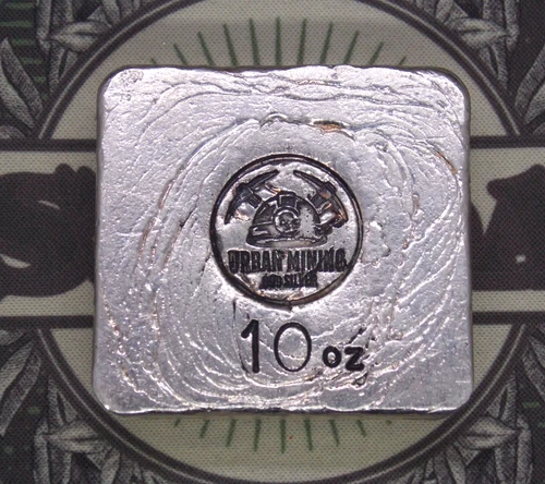 ***URBAN MINING*** 10oz .999 Silver Poured Bullion Square Bar ECC&C, Inc.