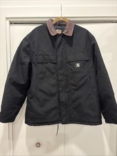 VTG Carhartt Duck Coat Jacket Black Label, Black w/ Brown Corduroy Collar