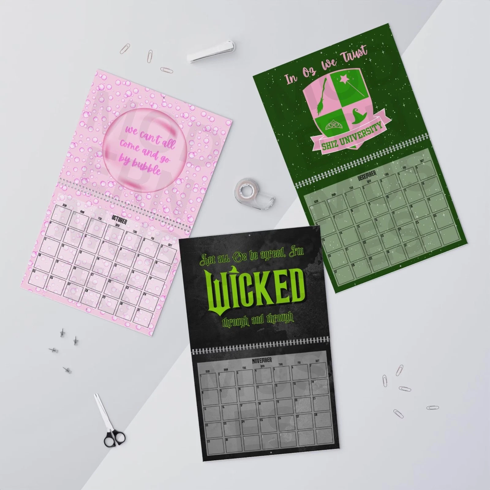 Wicked for Good 2026 Wall Calendar, Elphaba & Glinda, Movie Inspired Planner