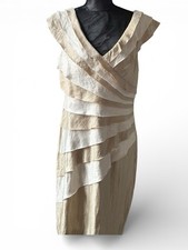 London Style Collection Dress Size 16 Champagne Layered Ruffle Sheath
