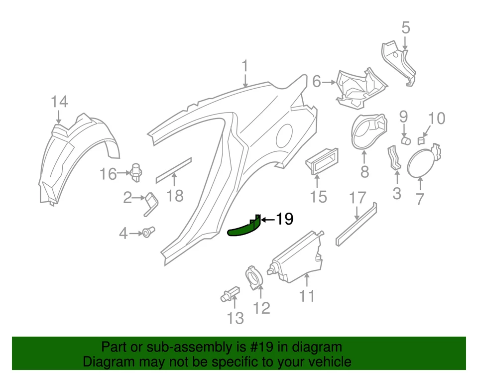 Protector de barro genuino Nissan Máxima 2009-2014 93820-ZY95A Foto 2 de 2
