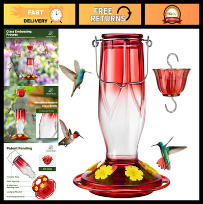 Hummingbird Feeder for Outdoors, 6 Feeding Ports, 16oz Nectar, Rustproof & Easy