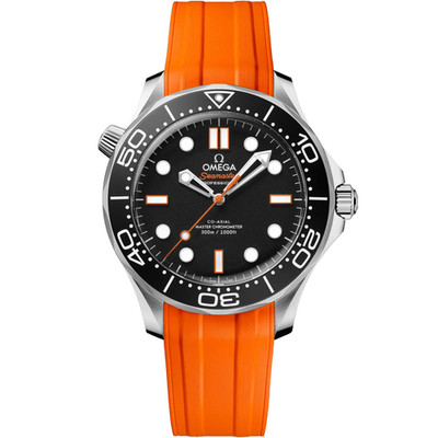 Omega Seamaster Diver 300M Black Dial Orange Rubber Strap 210.32.42.20.01.006
