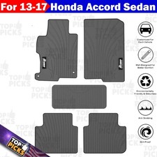 Fits 13-17 Honda Accord Sedan Latex All Weather Floor Mats Carpets Grey Full Set