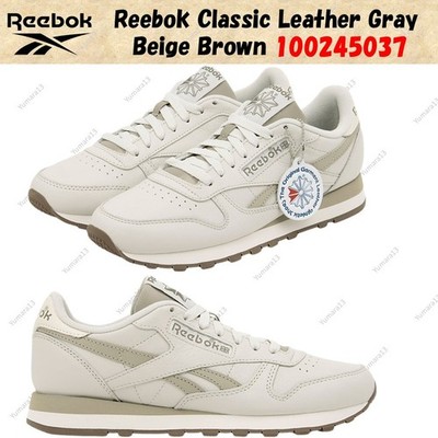 Reebok Classic Leather Gray Beige Brown 100245037 Men's Size