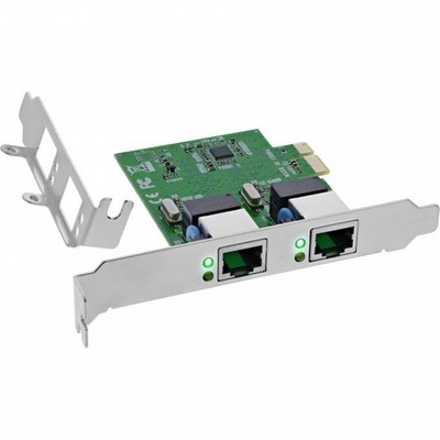 InLine  Dual Gigabit Netzwerkkarte, 2x RJ45 1Gb/s, PCIe x1, inkl. LP Slotblech