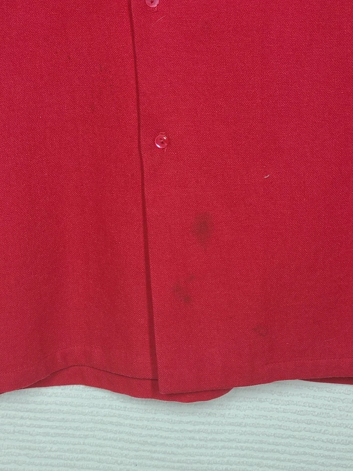 Camisa de lana vintage años 50 apliques de gabardina tapeta cuello en L dobladillo plano "lavable" Foto 4 de 4