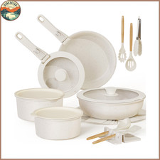 20-Piece Ceramic Nonstick Pots & Pans Set Detachable Handles