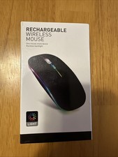 NEW Black Rechargeable Wireless Noiseless Click Mouse with Led Lights Usb-C