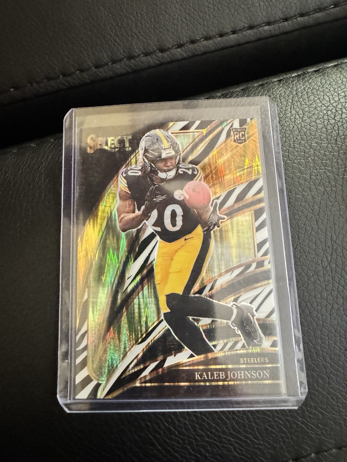 2025 Panini Select Kaleb Johnson Steelers Rookie Zebra Prizm Club Level #252 SSP