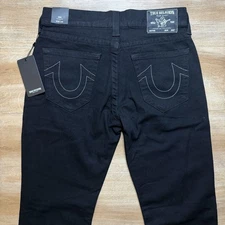 True Religion Jeans Men 30x34 Black Geno Relaxed Slim Stretch Denim Grunge NEW
