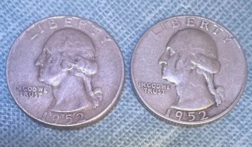 lot Of 2 washington quarter - 90 silver - 1952 And A 1952 S Better Date!