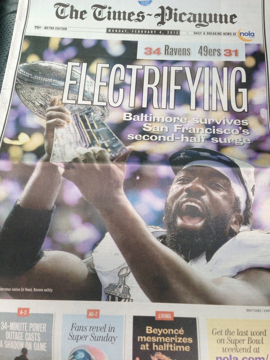 Baltimore Ravens Super Bowl XLVII 47 Champs New Orleans Newspaper