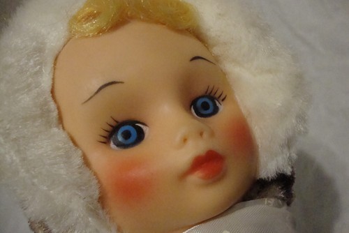 VINTAGE Gummi Gesicht Pyjama Tasche Puppe MCM 50er Jahre Reißverschluss Leopard Druck Plüschtier VHTF - Bild 12 von 12