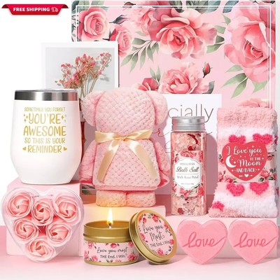 Valentines Day Gifts for Her Wife Girlfriend, Romantic Rose Bath Spa Gifts for W