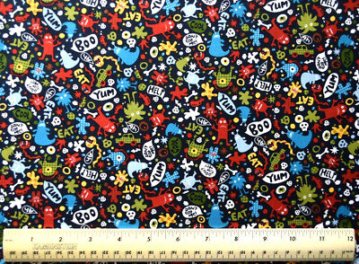 Michael Miller Don't Eat Me monsters Halloween By the 1/4 yard cotton fabric