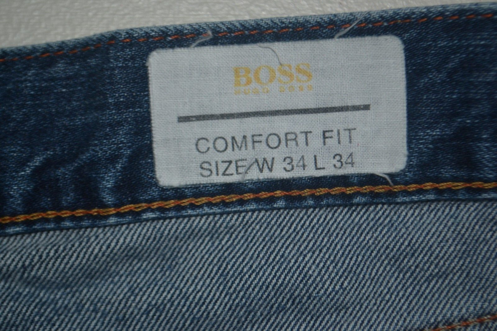 Hugo Boss Men Comfort Fit Fly Button Straight Blue Denim Jeans Sz 34x34 thumbnail 4
