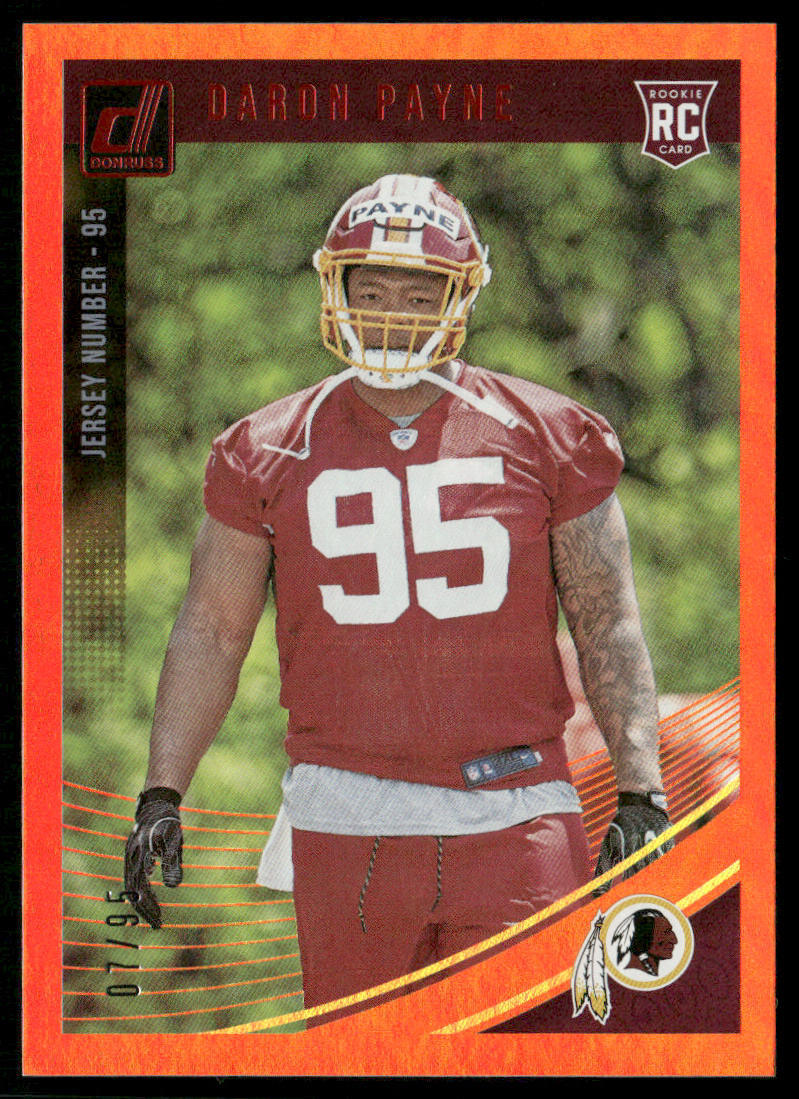 Daron Payne 2018 Donruss Jersey Number #355 RC Washington Redskins /95