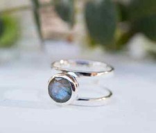 Solid 925 Sterling Silver Natural Labradorite Ring Gemstone Gift For Her A 4
