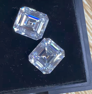 1Ct Natural 2Pc Asscher Cut White Color diamond CERTIFIED D Grade VVS1 +1 C8W