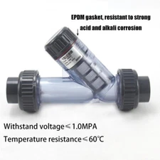 Inline UPVC Y Filter Strainer Metric 20-63mm ID Clear Body Transparent DN15-DN50