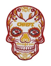 Kansas City Chief Sugar Skull Football Embroidered Iron On Patch Bills