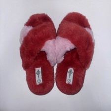 Sole Mates Slippers for Woman Size 7 Red Pink / Cozy Faux Fur