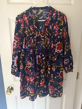 Old Navy Dress Size small Blue Floral Pintuck Loose Long Sleeve Rayon Boho NWT