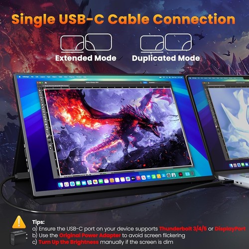 Portable Gaming Monitor 16 Inch QHD 2.5K Travel Monitor Fits in a 15.6 backpack - Picture 7 of 7