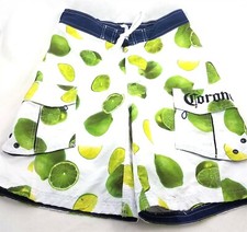 Corona Extra Beer Lime Print Board Shorts Swim Trunks Swimwear Mens Small 28-30