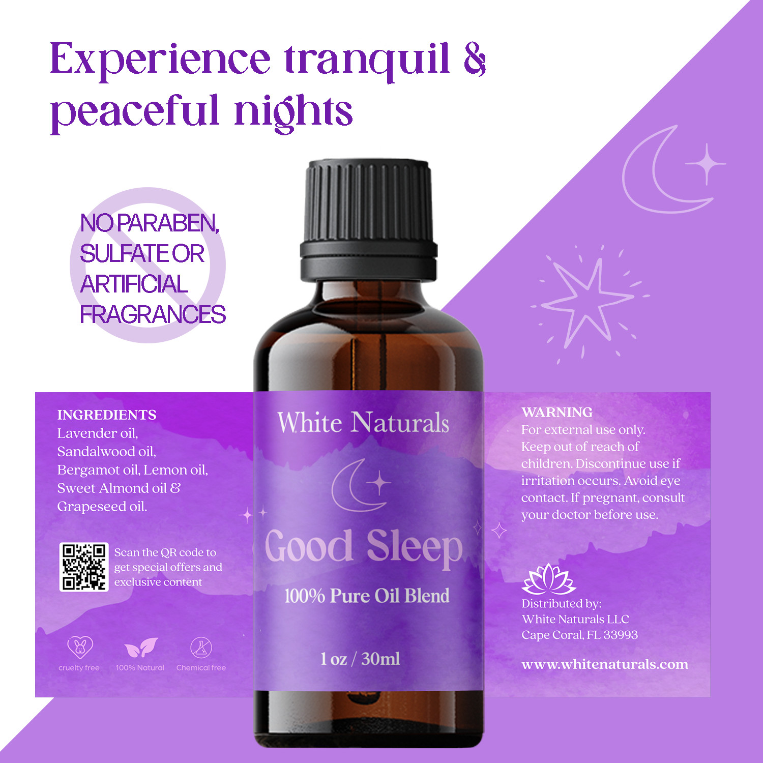 Good Night Sleep Essential Oil Blend, Calming Aromatherapy Oil for Restful Night